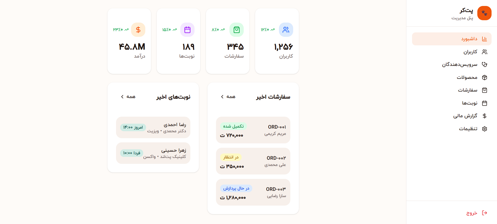 طراحی پلتفرم آنلاین پت‌شاپ و خدمات حیوانات خانگی «پت کر»